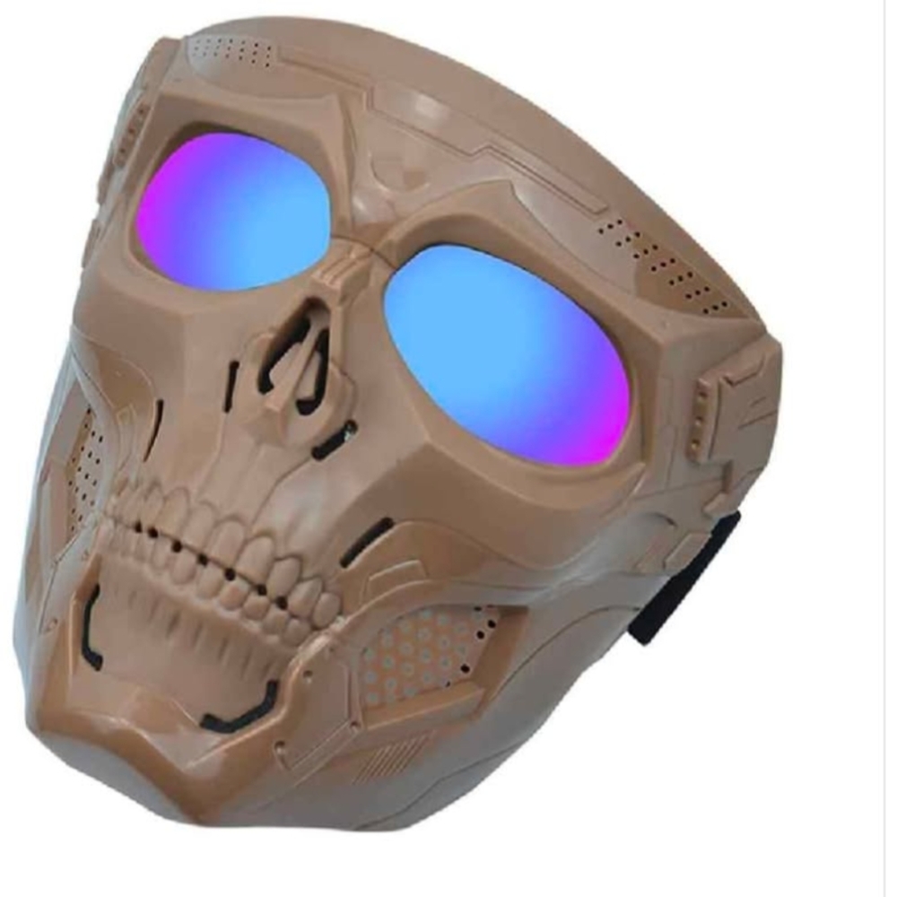 New Adjustable Tactical Futuristic Tan VR Skull Mask For Motorbike Or Halloween